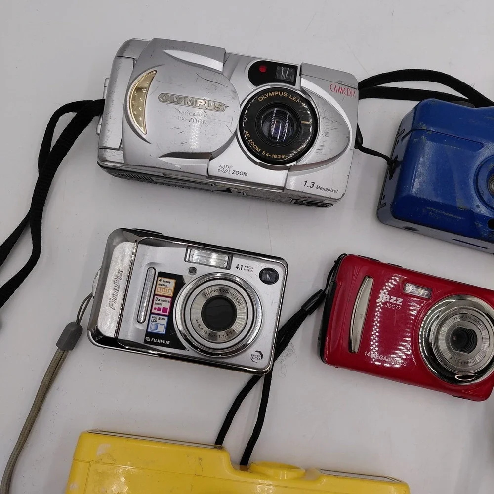 7 Camera Lot Untested Parts & Repair Only Vivitar Olympus Minolta Jazz